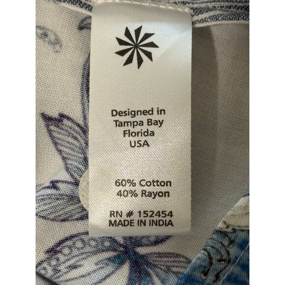 Anthropologie Kyla Seo Tunic Button-Up Top Striped Floral Roll-Tab Sleeve Sz M - Picture 7 of 8